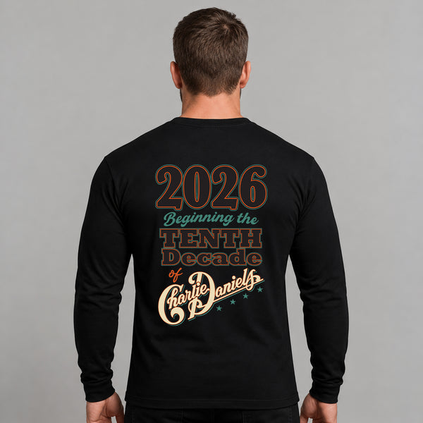 PRE-ORDER! - Charlie Daniels 90 Long Sleeve Black Tee