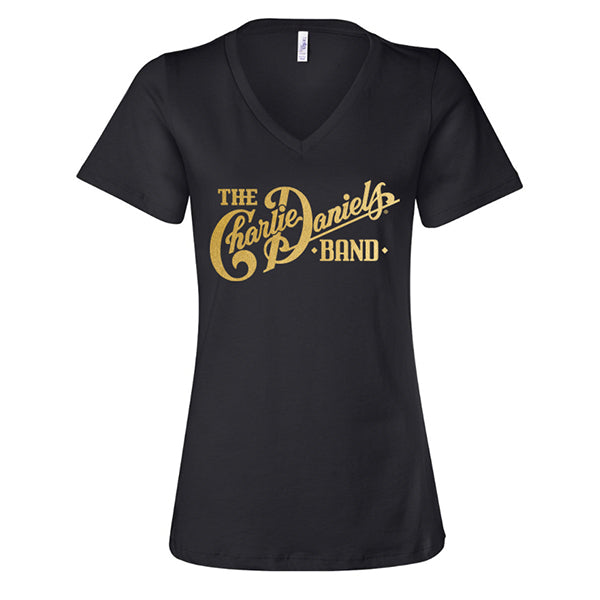 CLOSEOUT! Women's CDB High Lonesome Logo Gold Foil V-Neck Tee