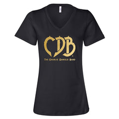 CLOSEOUT! Women's CDB Logo Gold Foil V-Neck Tee