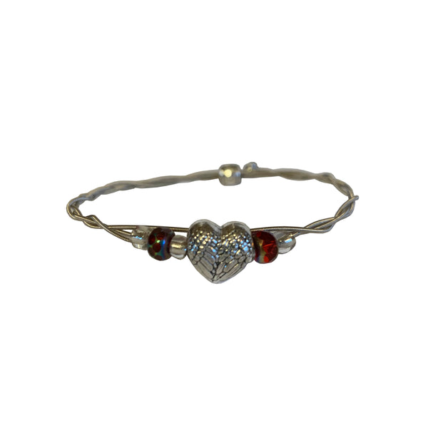 Women's Idle Strings Bracelet - Heart with Wings - Red Beads