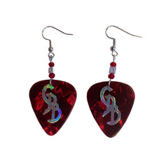 Red/Silver Holofoil CDB Guitar Pick Earrings
